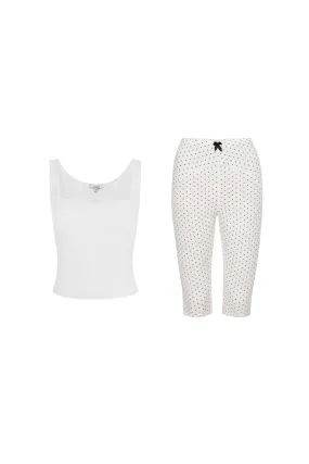 LUNA TOP   JANE SHORT - DOVE / BLACK POLKA DOT Athletic Look Quick Release Fasteners