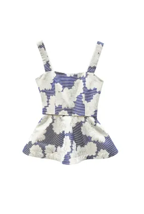 Buru x Val The Peplum Bustier -Navy Floral Brocade Ventilated Back Panels