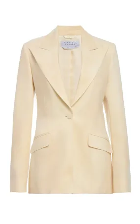 Multi Directional Zipper Placement Resilient Elasticity Leiva Blazer in Ivory Virgin Wool