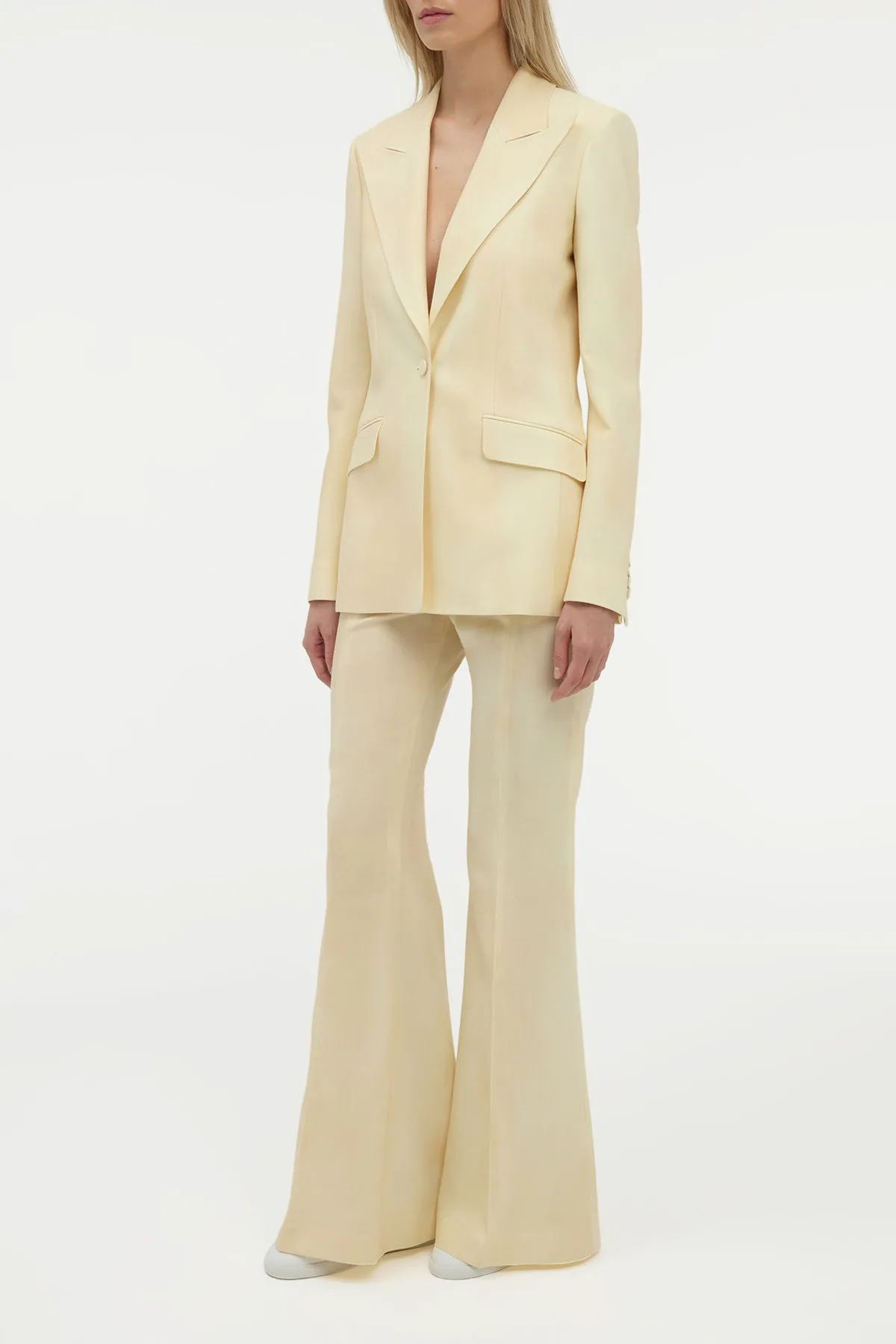 Friction Resistant Finish Leiva Blazer in Ivory Virgin Wool