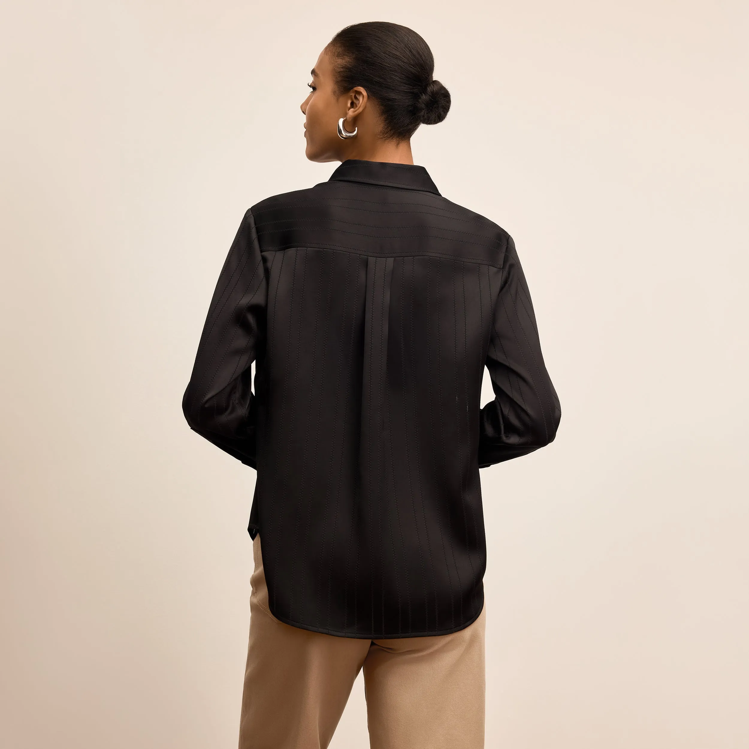 Mira Anywhere Shirt - Luxe Pointelle :: Black Circular Knit Technology LightReflective