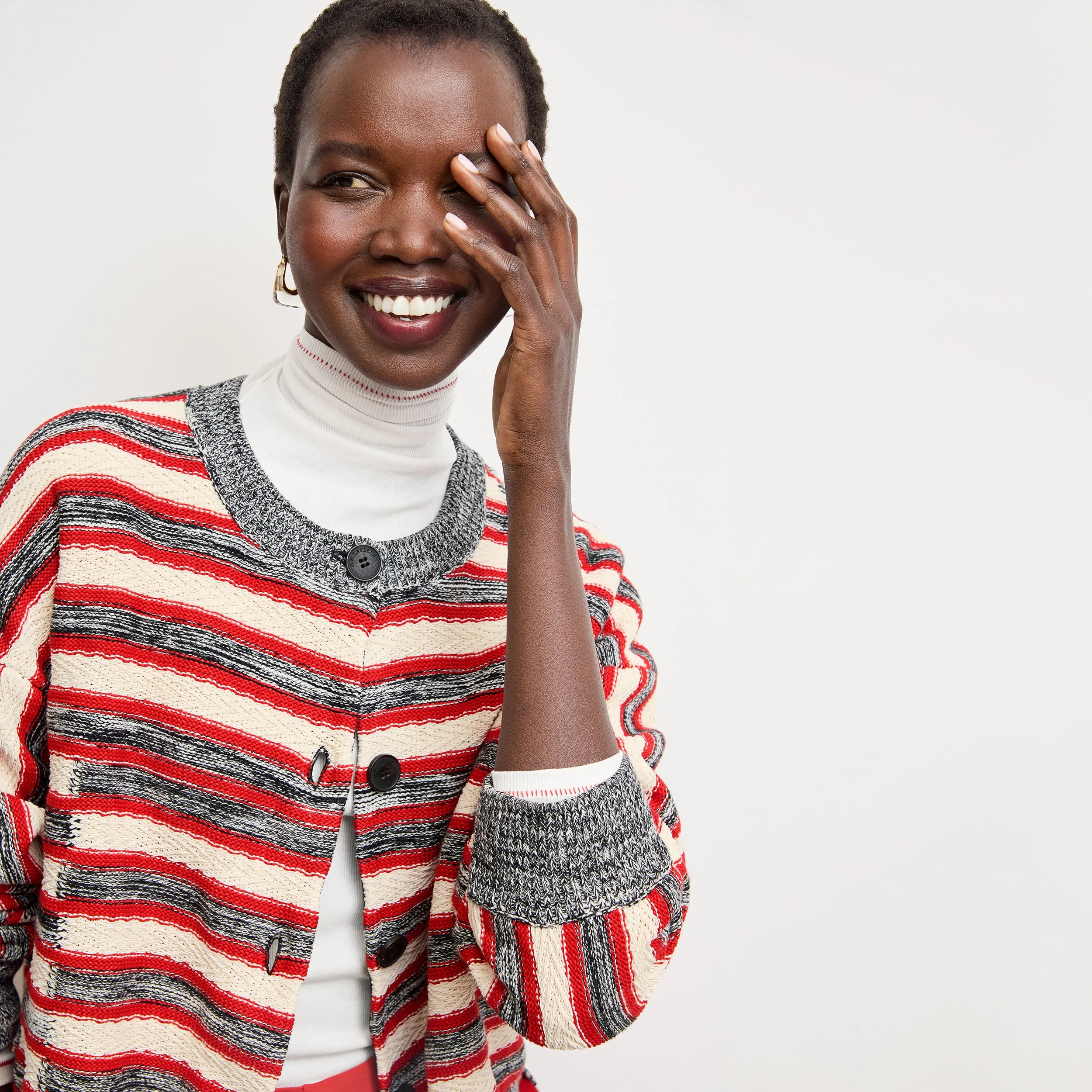 StaticResistant Material Miriam Oversized Cardigan - Multi Knit :: Sunset Stripe