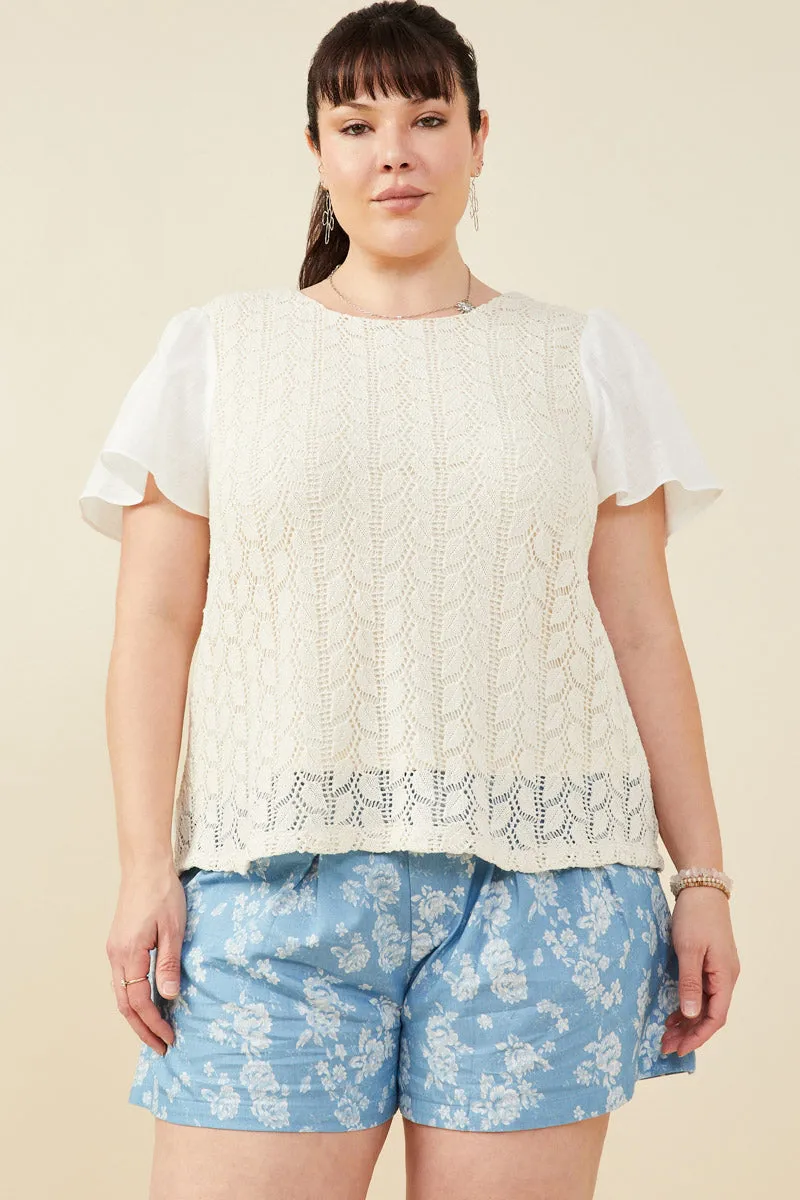 Comfortable Fabric summer look Mix Media Patterned Knit Top