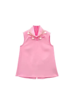 Mod Top - Pink Tassel Reinforced Stitching