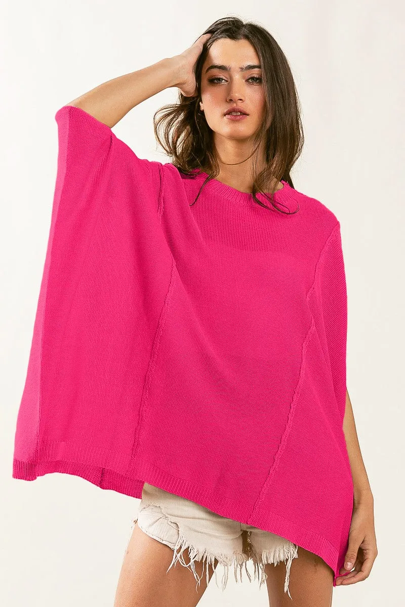 IP8203-03 | DOLMAN SLEEVE RIB TEXTURED SWEATER Trendy Feel