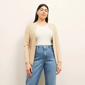 Contrast Stitching Woolf Jardigan :: Latte