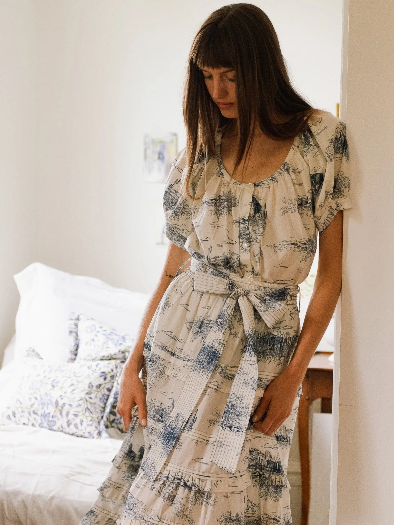 Naomi Top in Western Toile Thermal Regulation System VentilatedArmholes