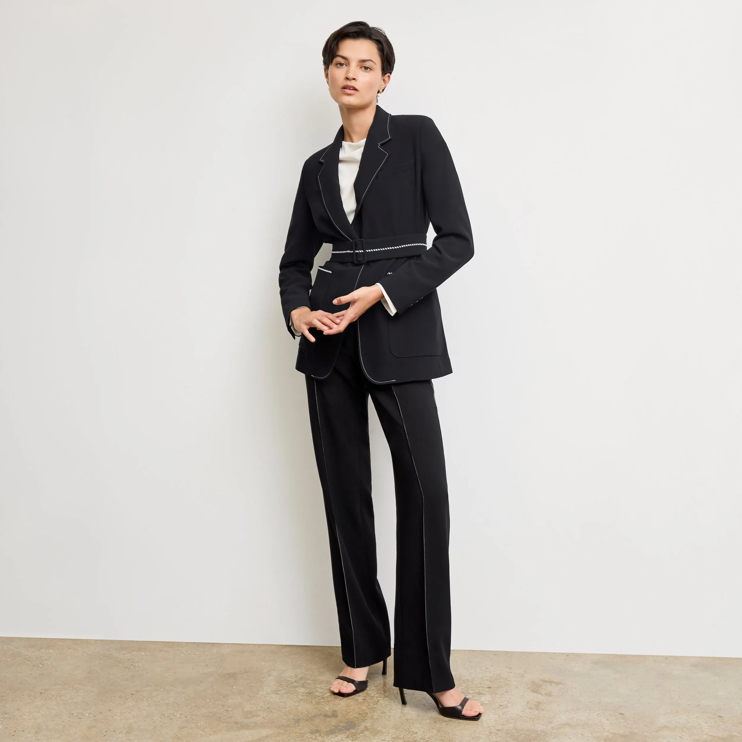 Lowen Jetset Pant - Everyday Crepe with Topstitch :: Black Wear Resistant Fabric