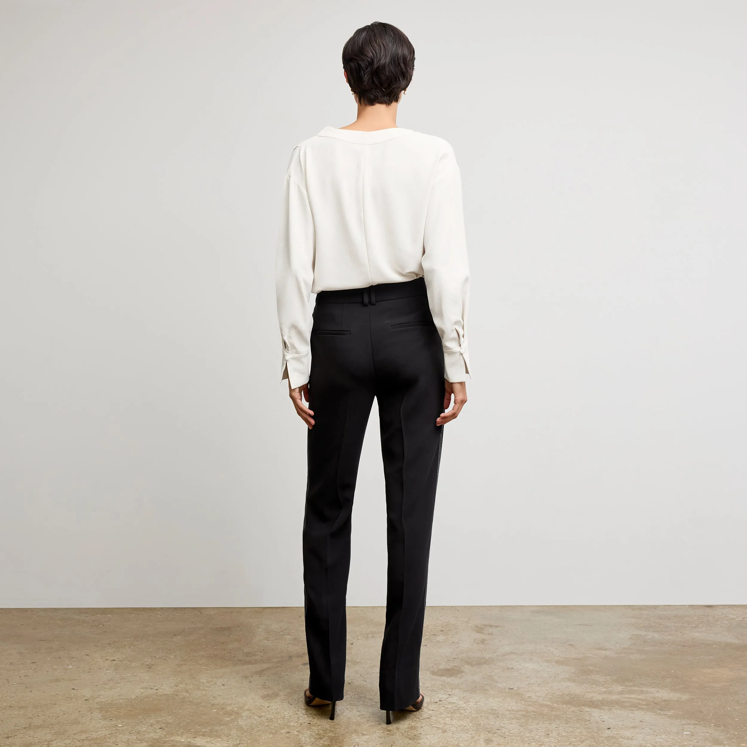 Lowen Jetset Pant - Everyday Crepe with Topstitch :: Black FlatlockSeams