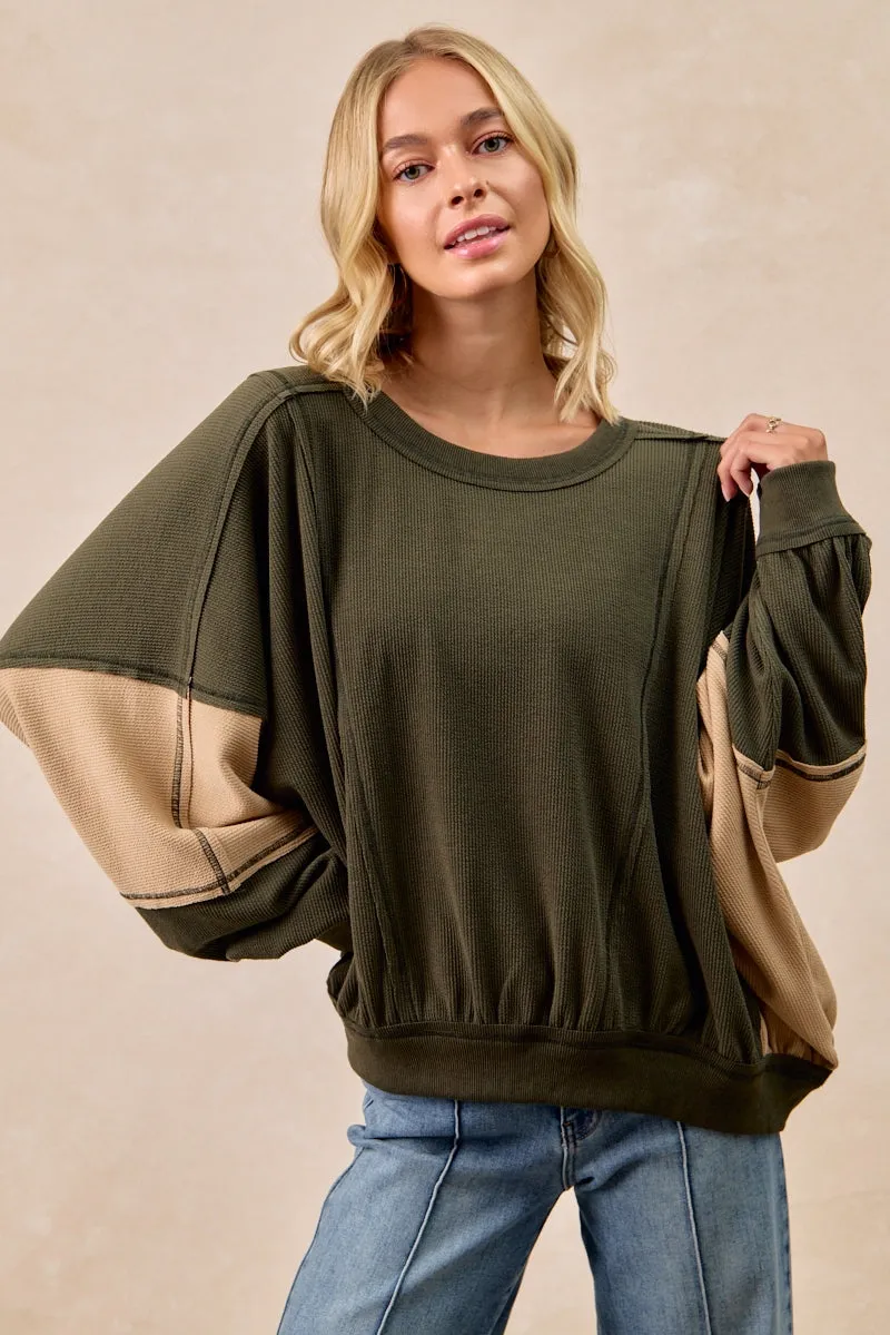 Water Resistant Finish IT3795S-12 | TEXTURED RIB CONTRAS BLOCK TOP WITH STITCH