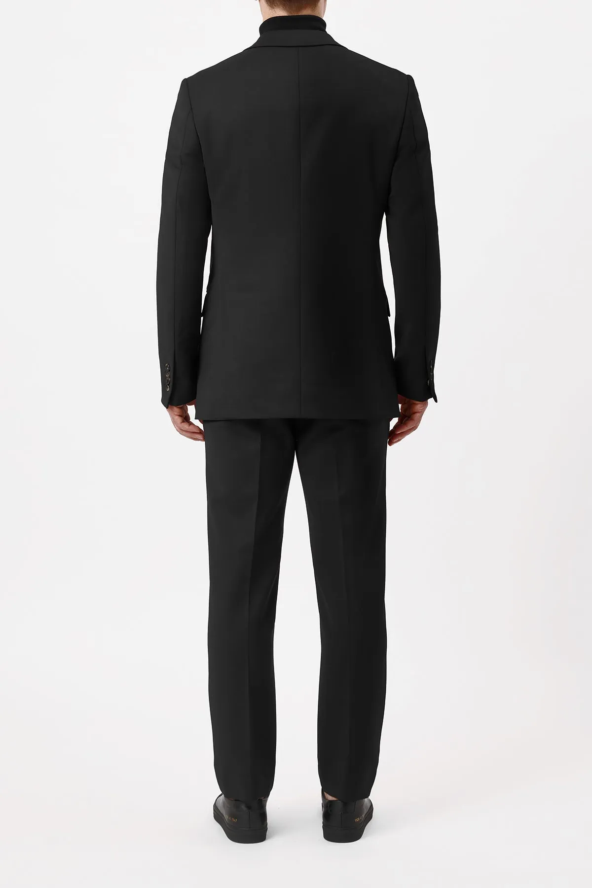Irving Jacket in Black Sportswear Wool LaserCut Vents Relaxed City Style