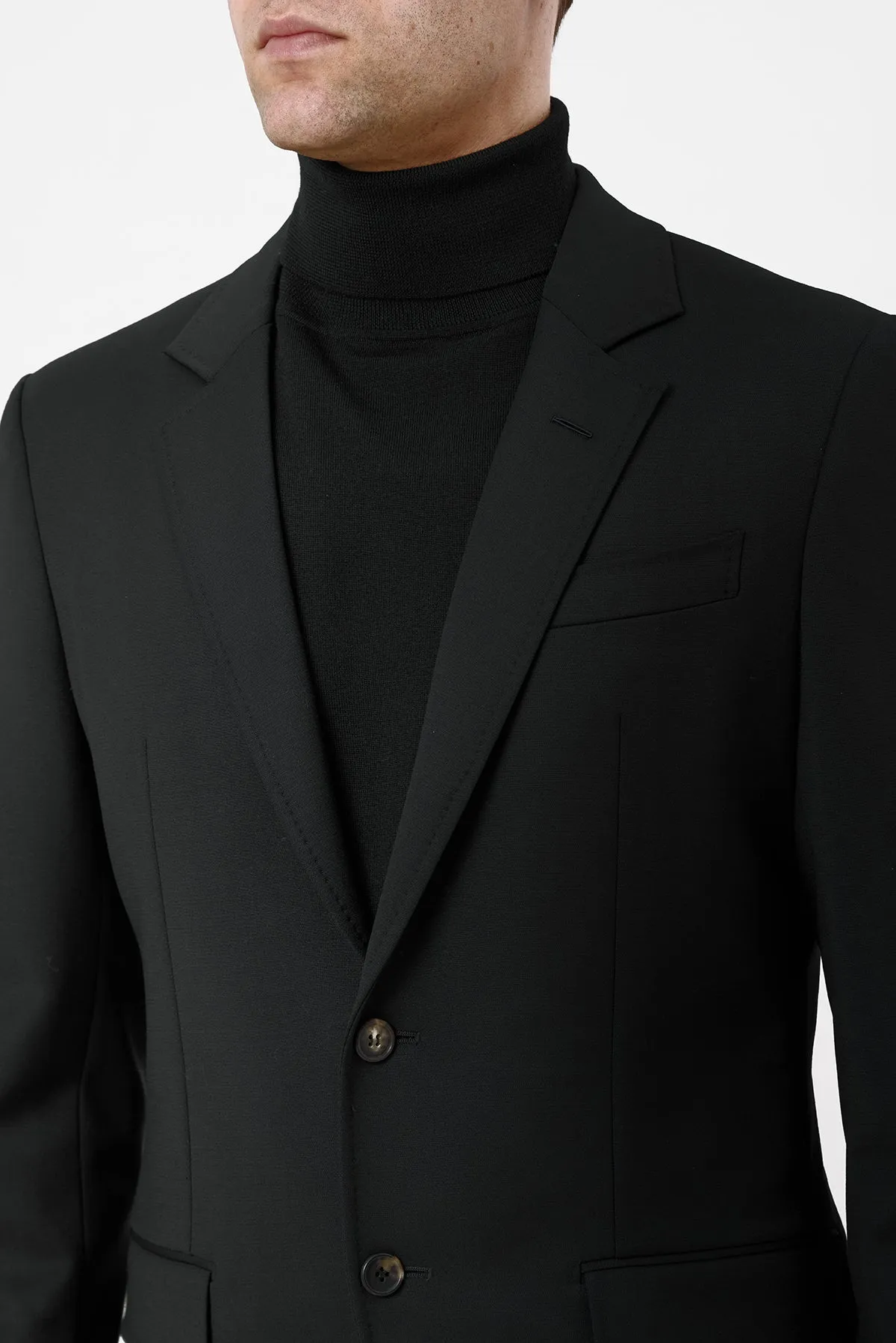 Irving Jacket in Black Sportswear Wool Hypoallergenic Fibers Softshell Technology