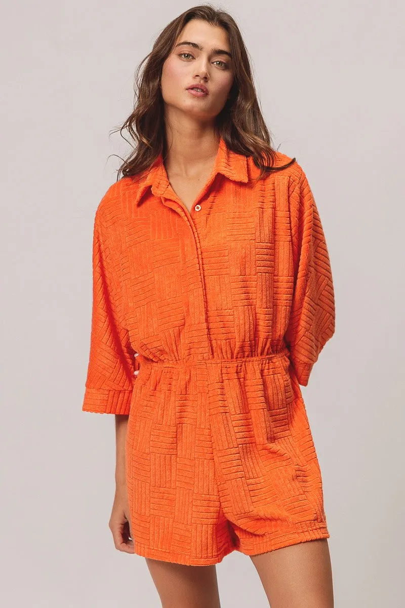 IB1388-01 | TOWEL TEXTURED BEACH ROMPER Water Resistant