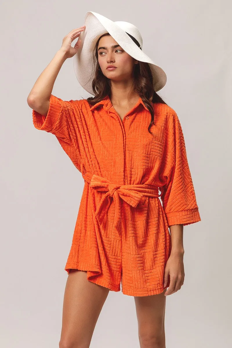 Flexible Waistband IB1388-01 | TOWEL TEXTURED BEACH ROMPER