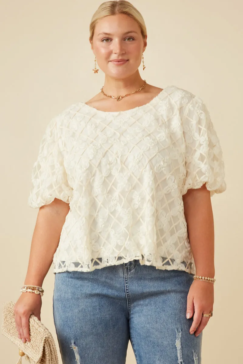 AntiPilling Surface Floral Applique Round Neck Top