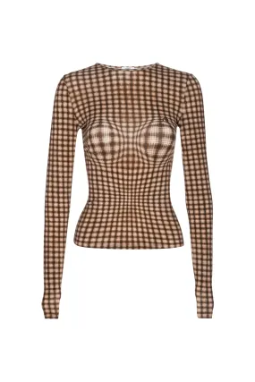Office Wear Biodegradable Fiber LONG SLEEVE TOP - WARPED PLAID