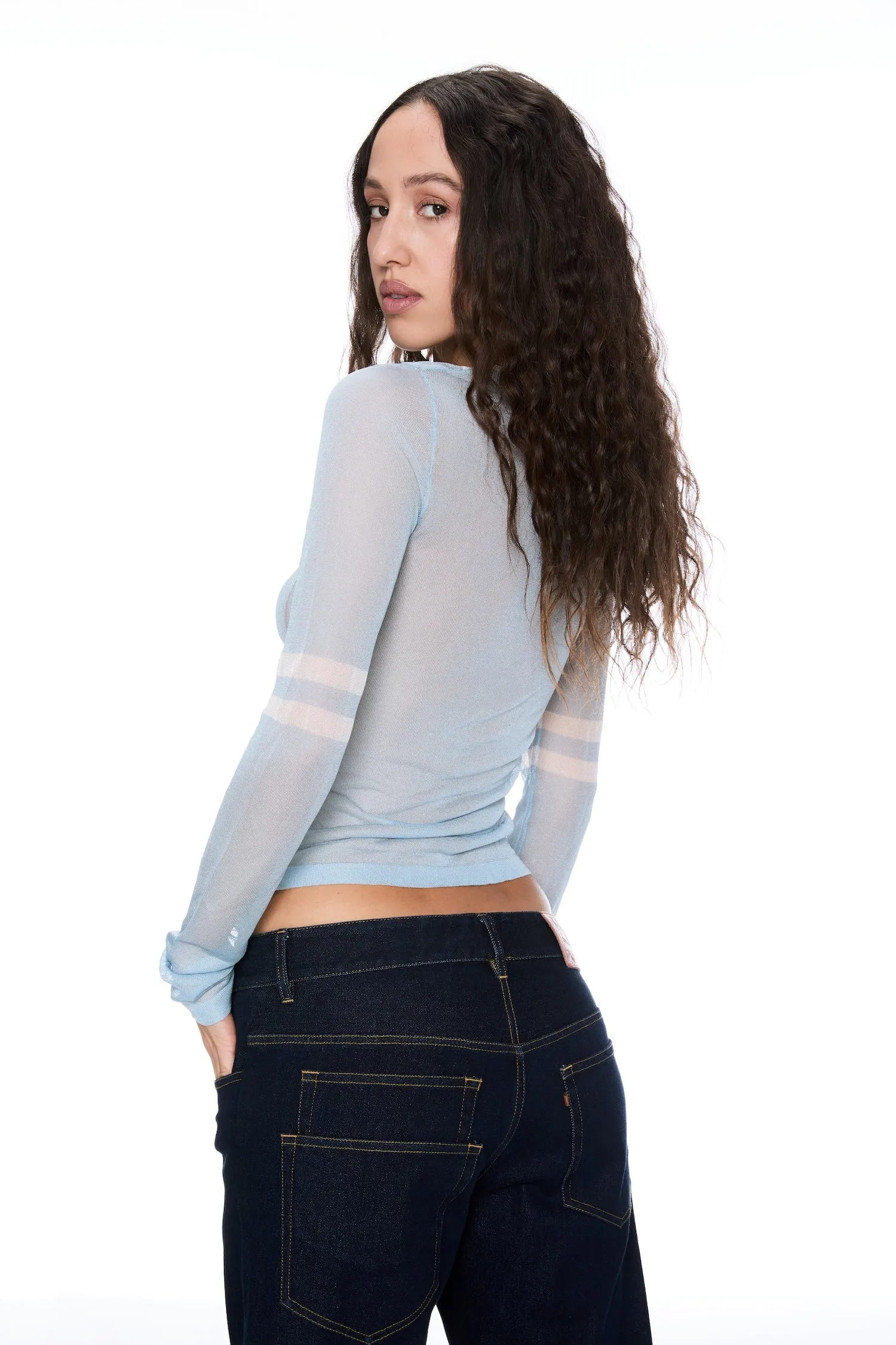 MONICA TOP - PERIWINKLE Tagless Labeling Tapered Cut