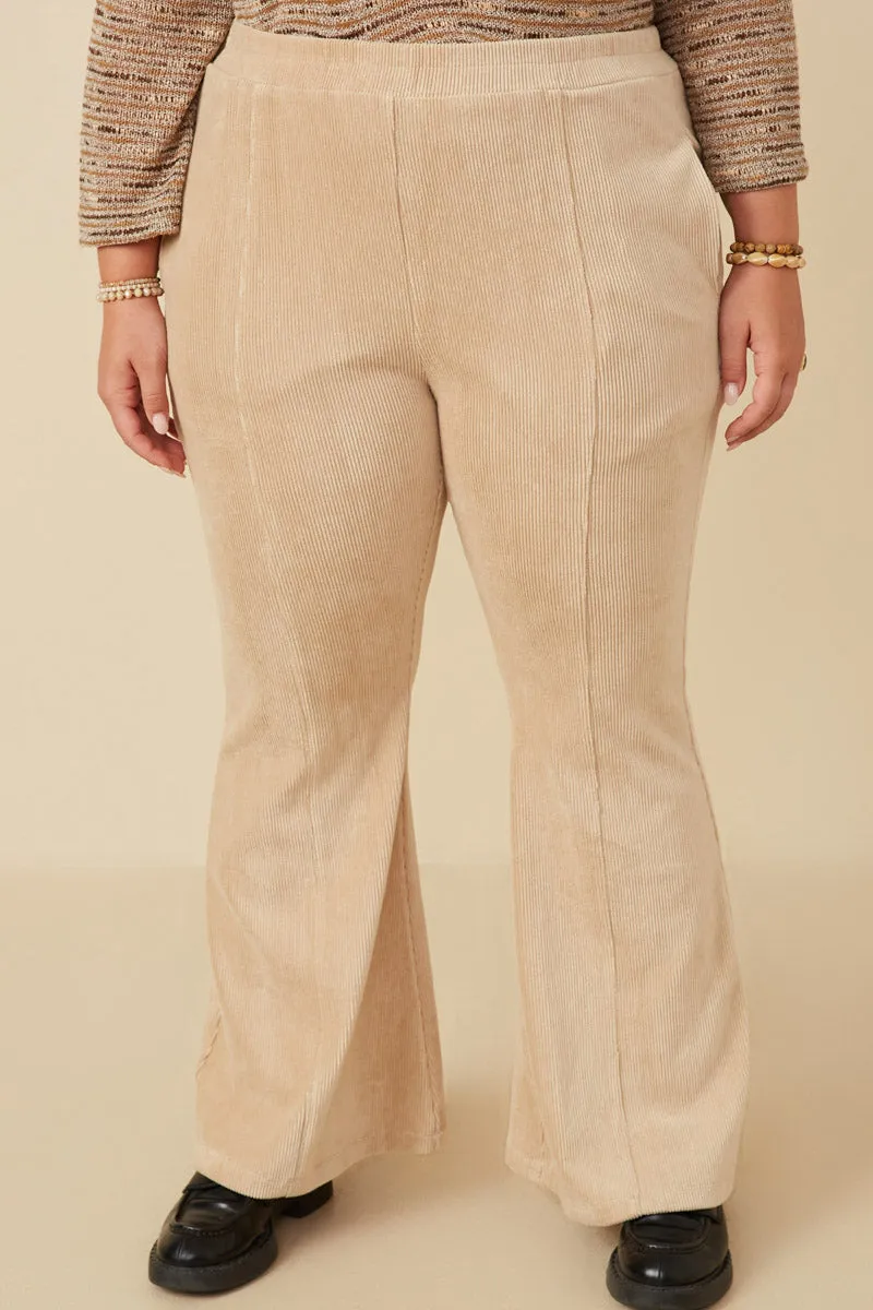 Pleat Detail Pocketed Corduroy Pants Sophisticated Look Shape Retention