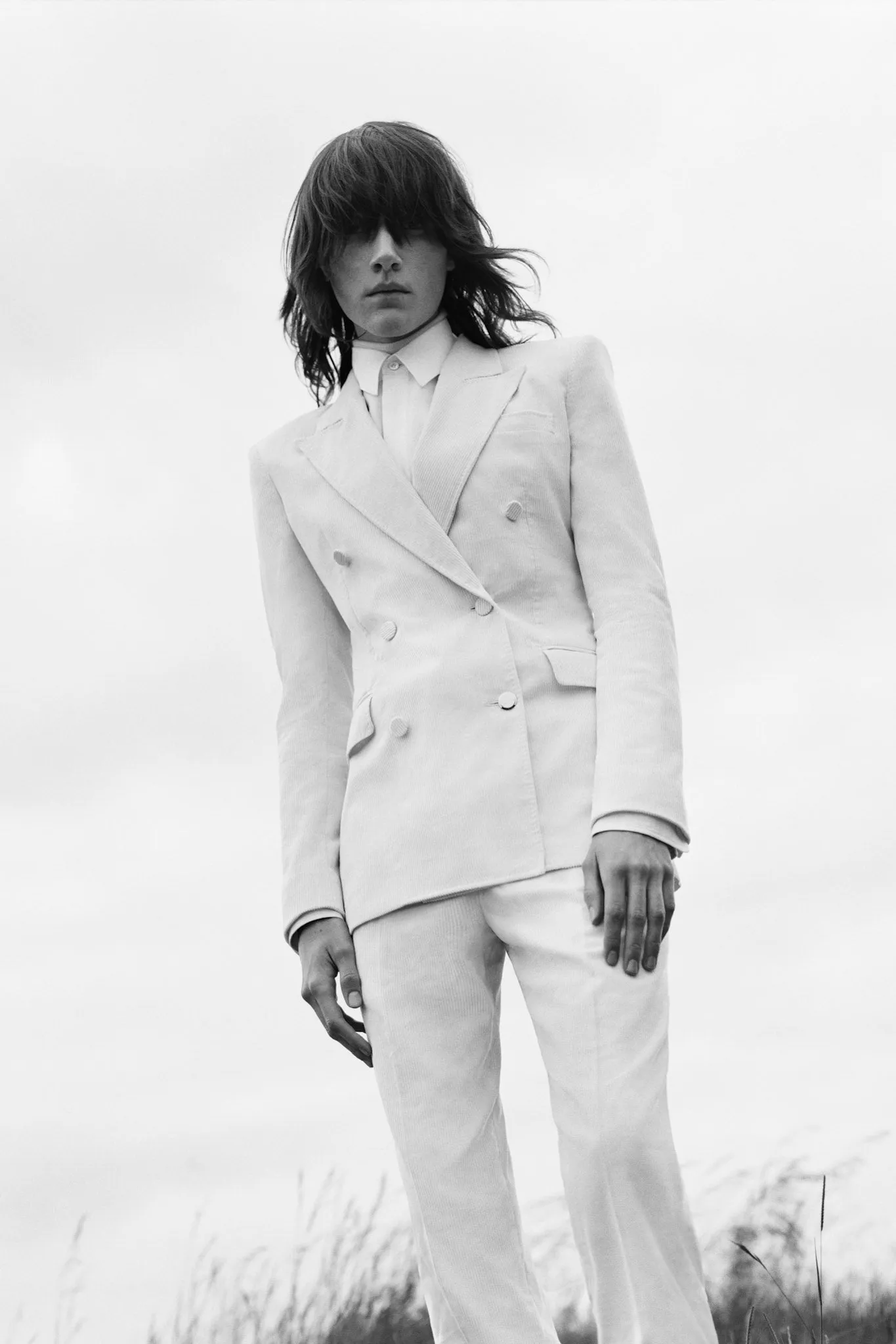 MoistureWicking Ianthe Flare Pant in Ivory Sea Island Cotton Corduroy