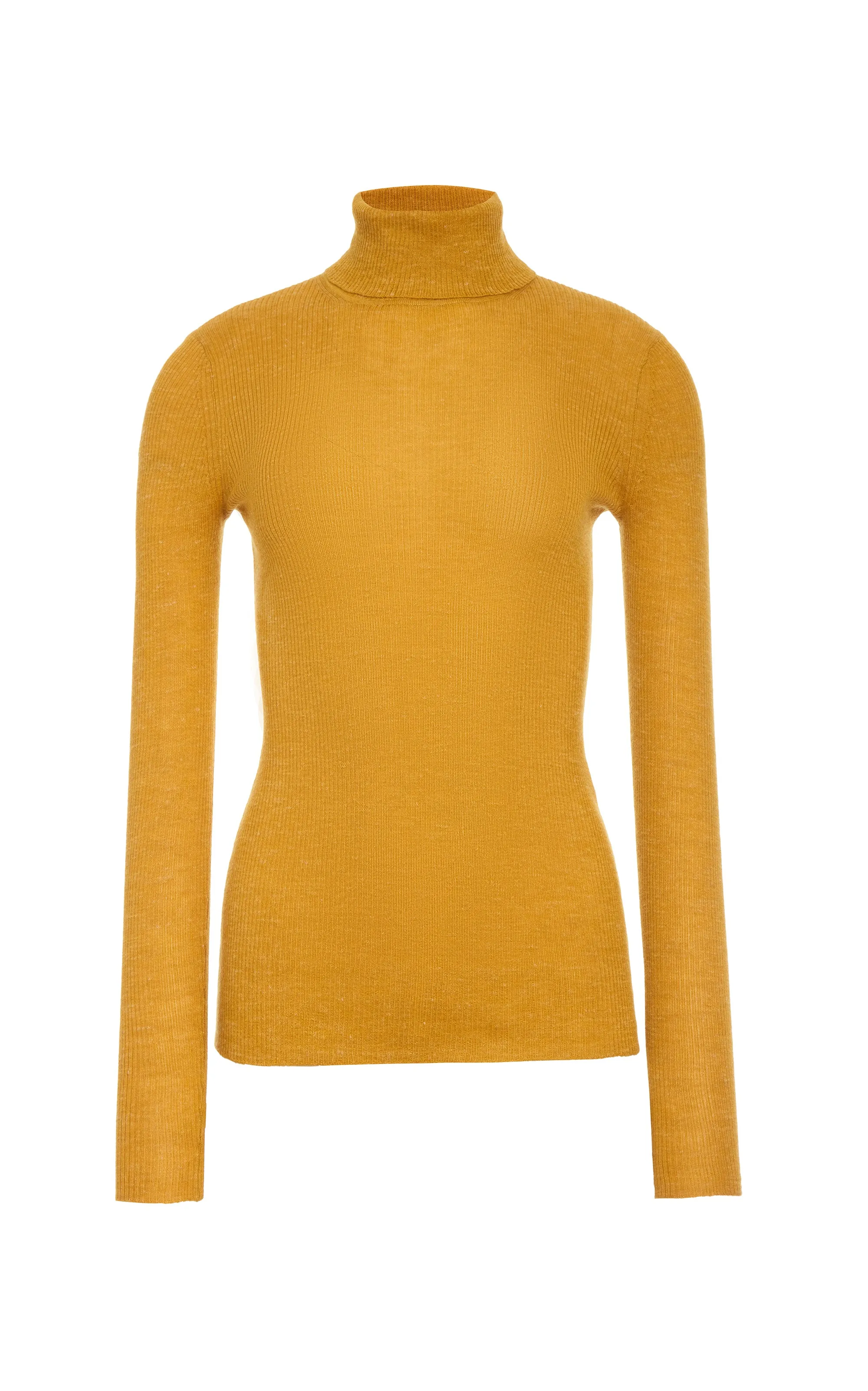 Aldona Knit Turtleneck in Golden Birch Cashmere Silk with Hemp VentilatedBack FlexibleElasticatedEdging