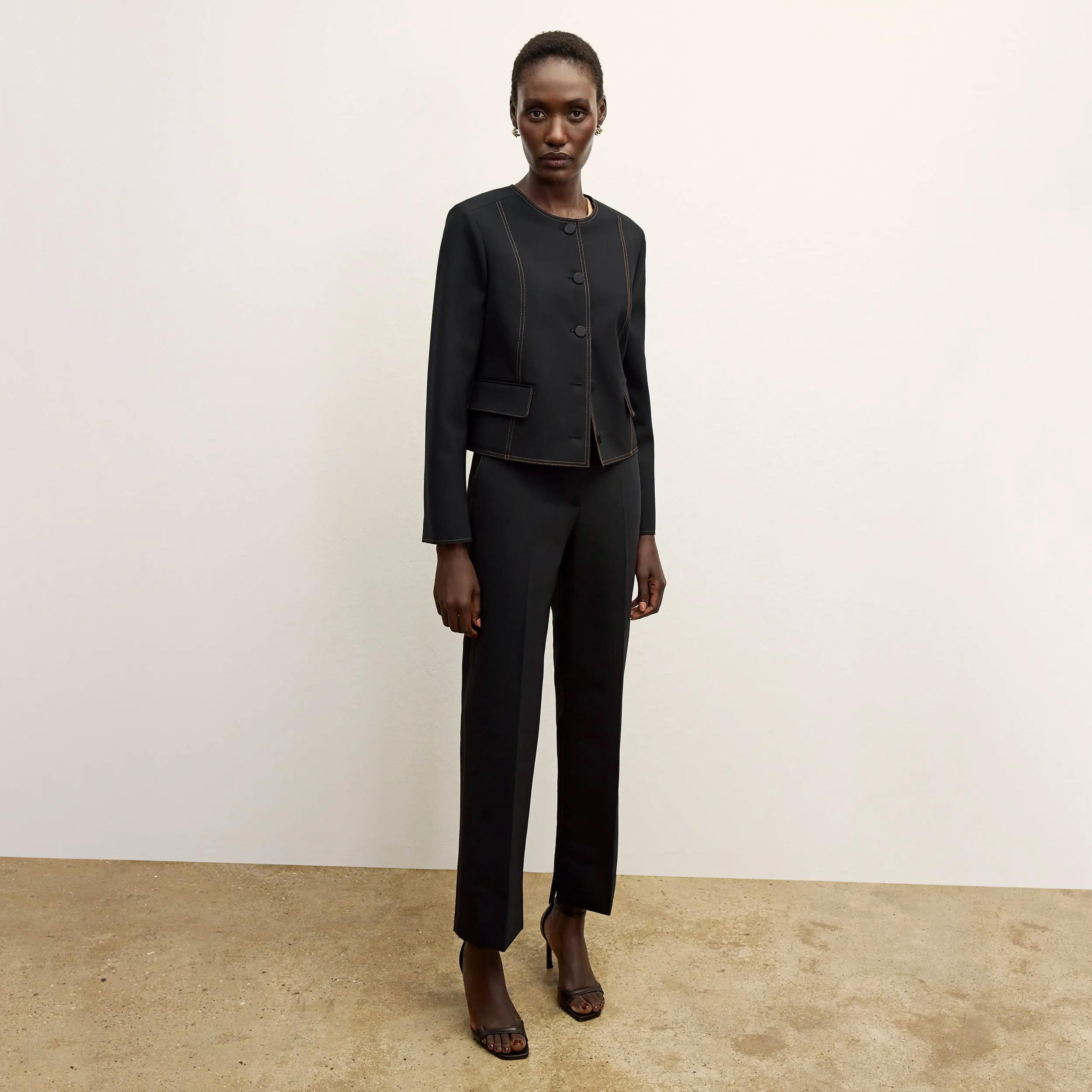 Reinforced Hems MultiPanelDesign Sella Pant - Luxe Wool :: Black/Light Saddle