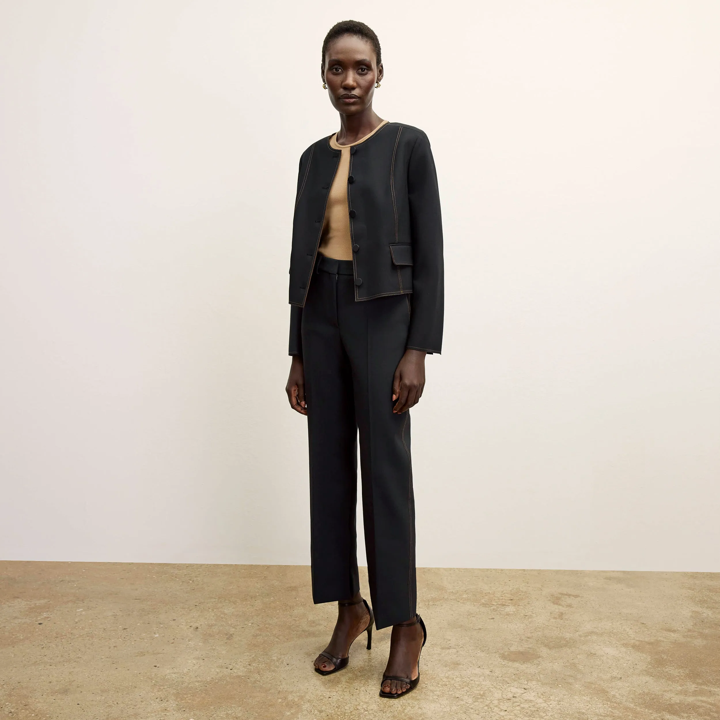 ZeroWasteProduction MultiPanelDesign Sella Pant - Luxe Wool :: Black/Light Saddle