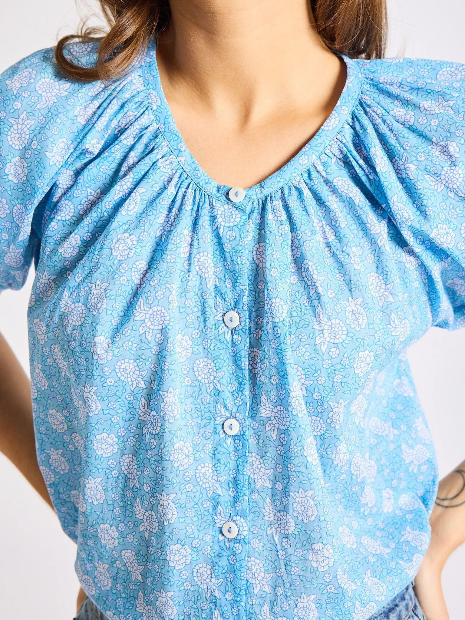 Naomi Top in Charleston Floral Interlock Knit