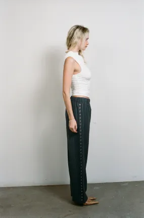 BrushedInnerSurface NAYA TROUSER - PINSTRIPE WOOL