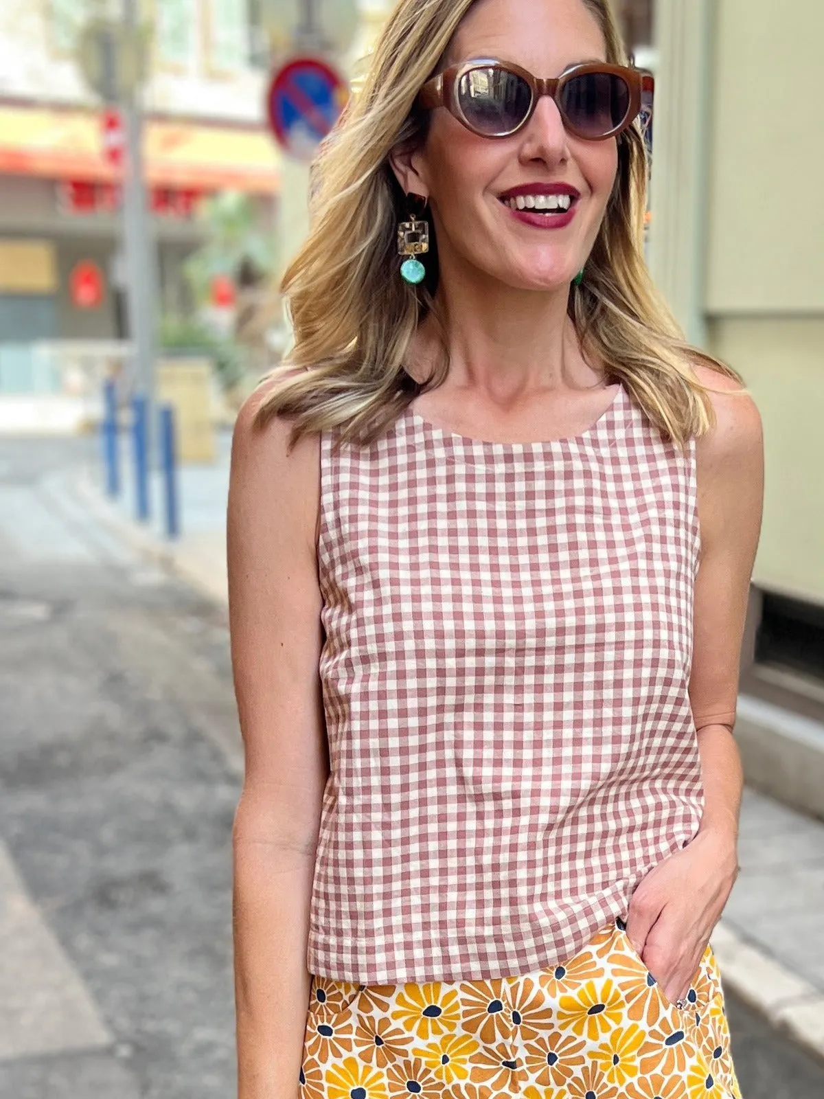 TemperatureRegulating NonToxicCoating Neko Tank - Brown Gingham