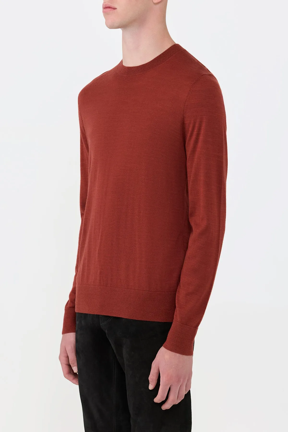 Moisture wicking Palco Knit Sweater in Burnt Sienna Merino Wool