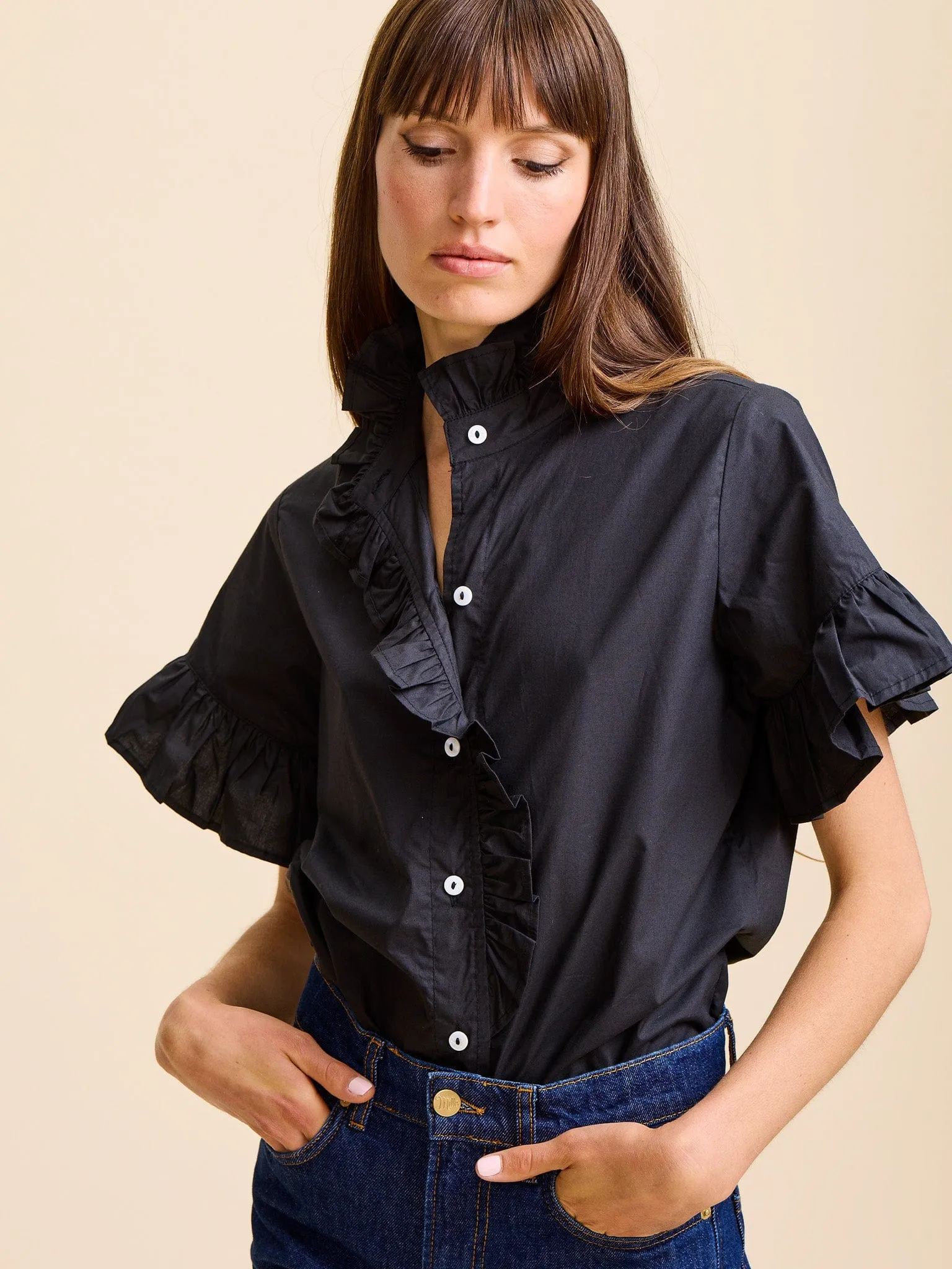 Vanessa Top in Black MicroPerforated Details