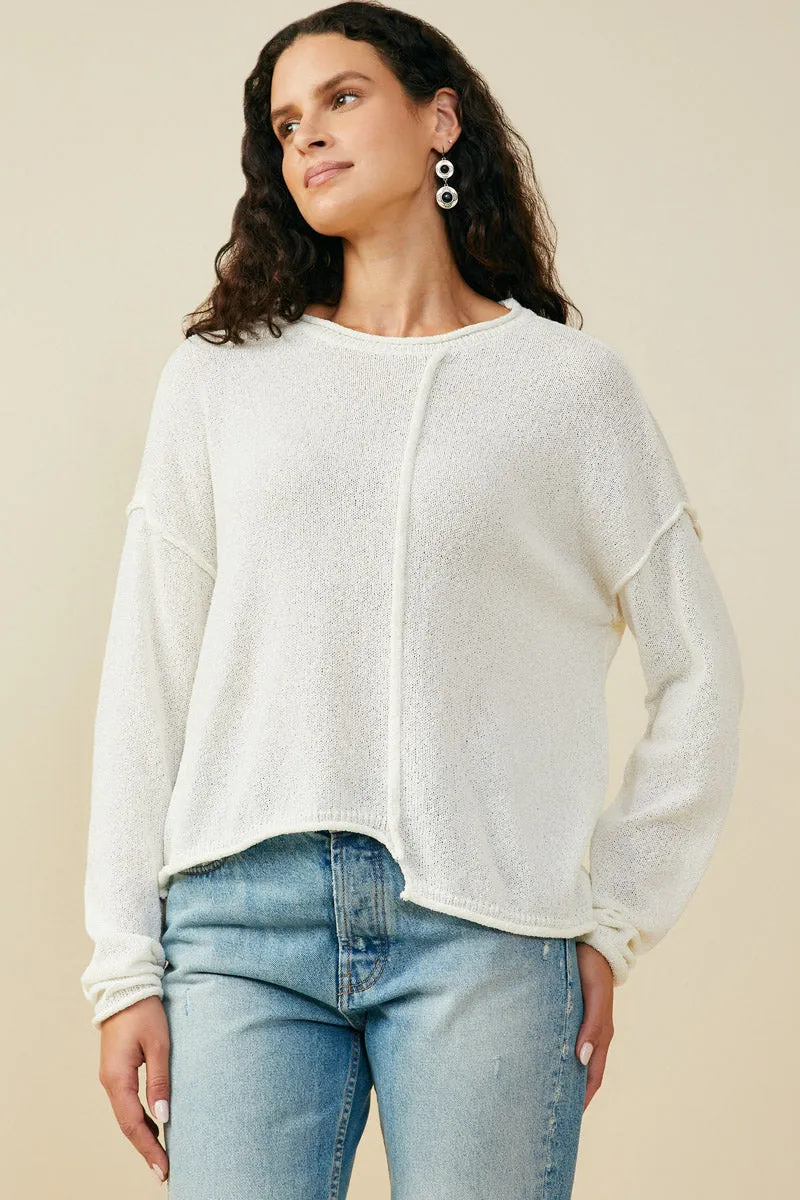 Stitch Detail Asymmetric Sweater Top Lightweight Warmth Core Trendy Must Have
