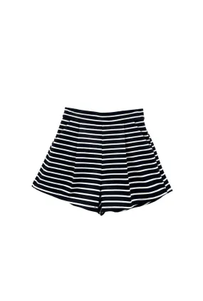 simple design Flat Front Everyday Shorts - B&W Stripe Knit