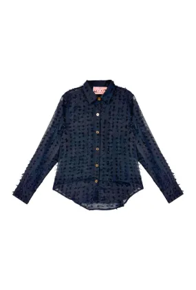 Mel Button Down Shirt - Noir Bows FlatlockSeams