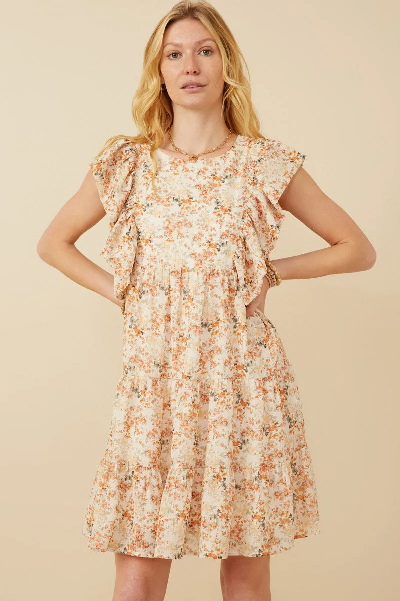 Womens Textured Floral Bubble Ruffled Dress Special-Edition