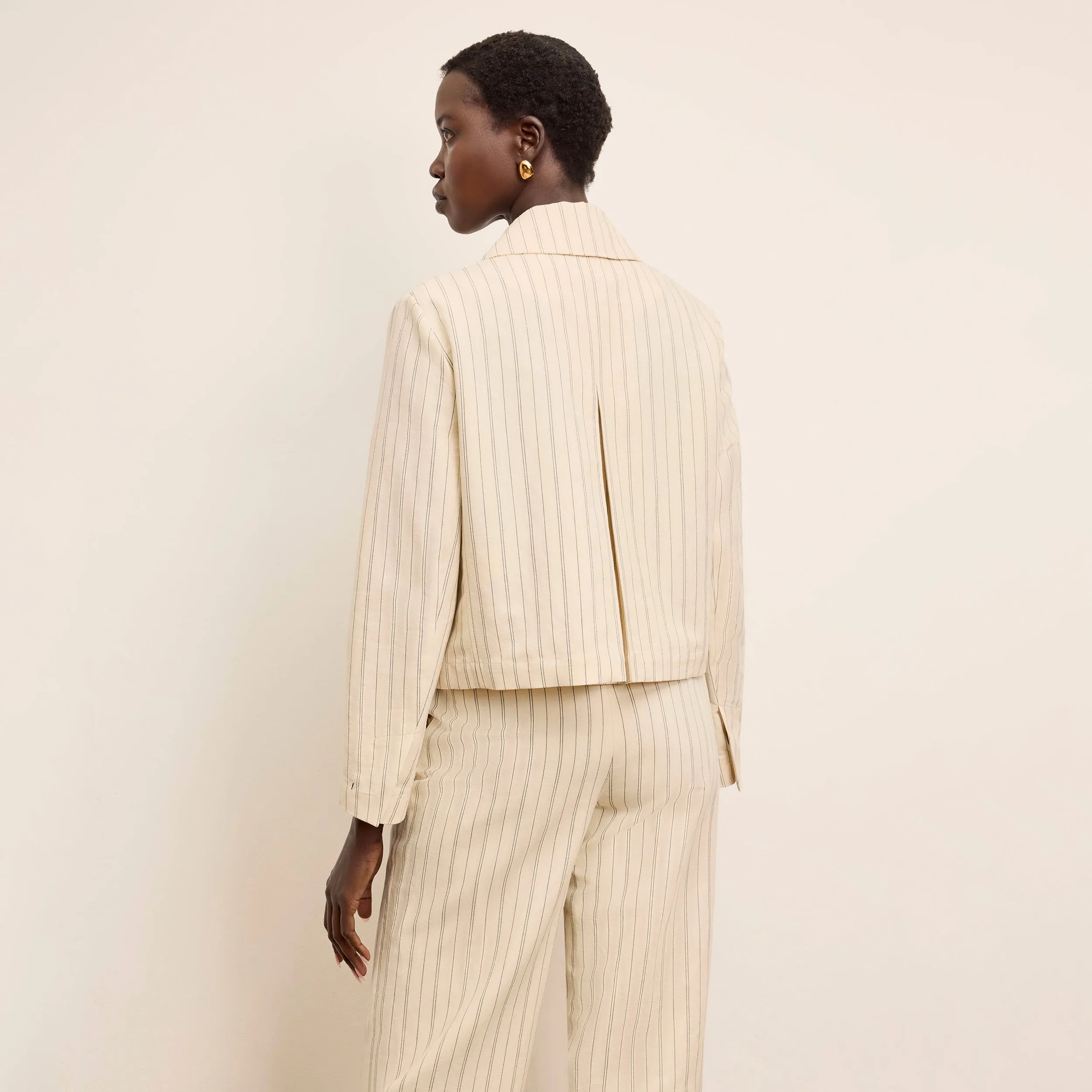 Nicky Jacket - Breeze Stripe :: Ecru/Navy Versatile Layering Piece Classic Style HeatRegulating