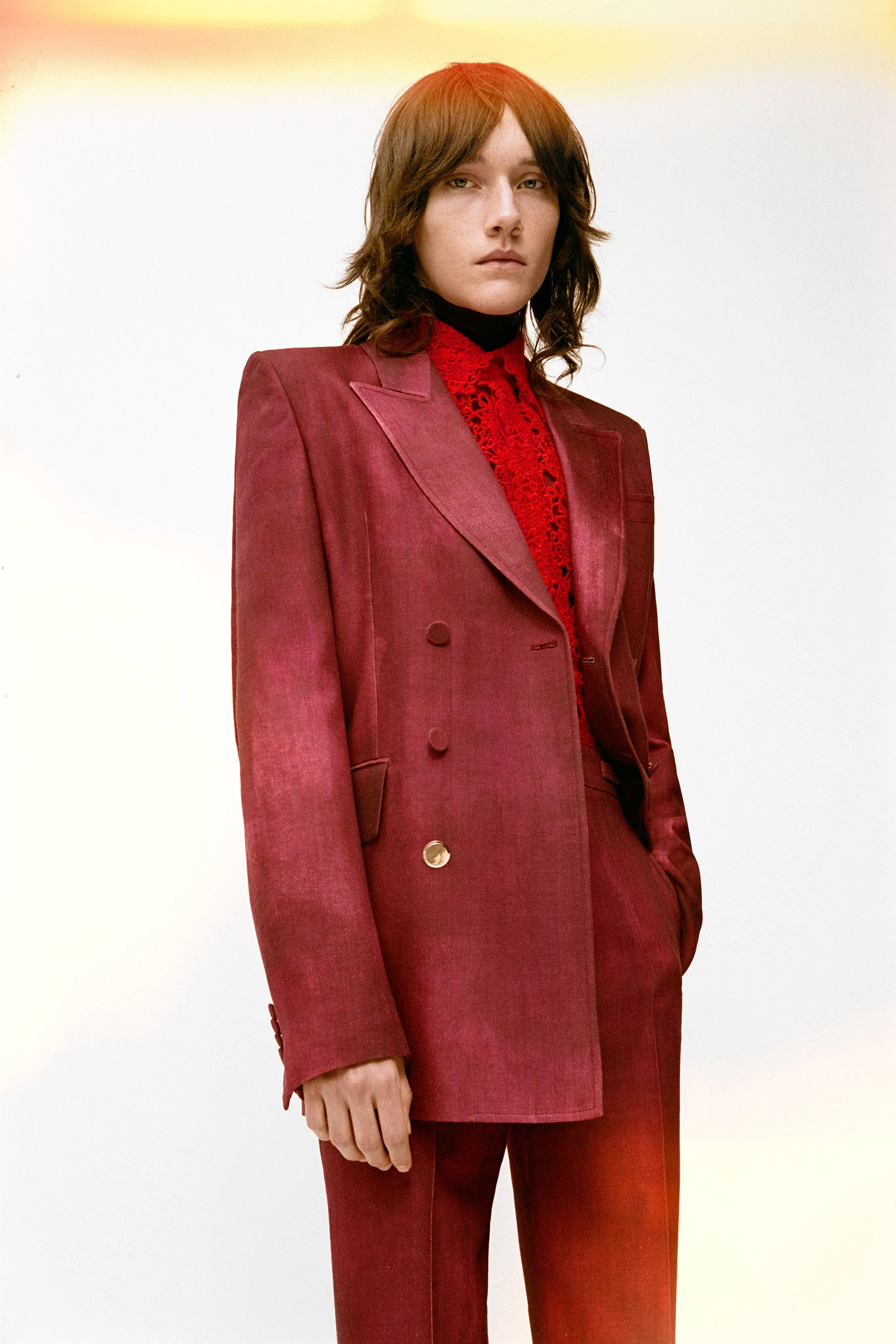 Nico Blazer in Bordeaux Virgin Wool Light Reflective Trim