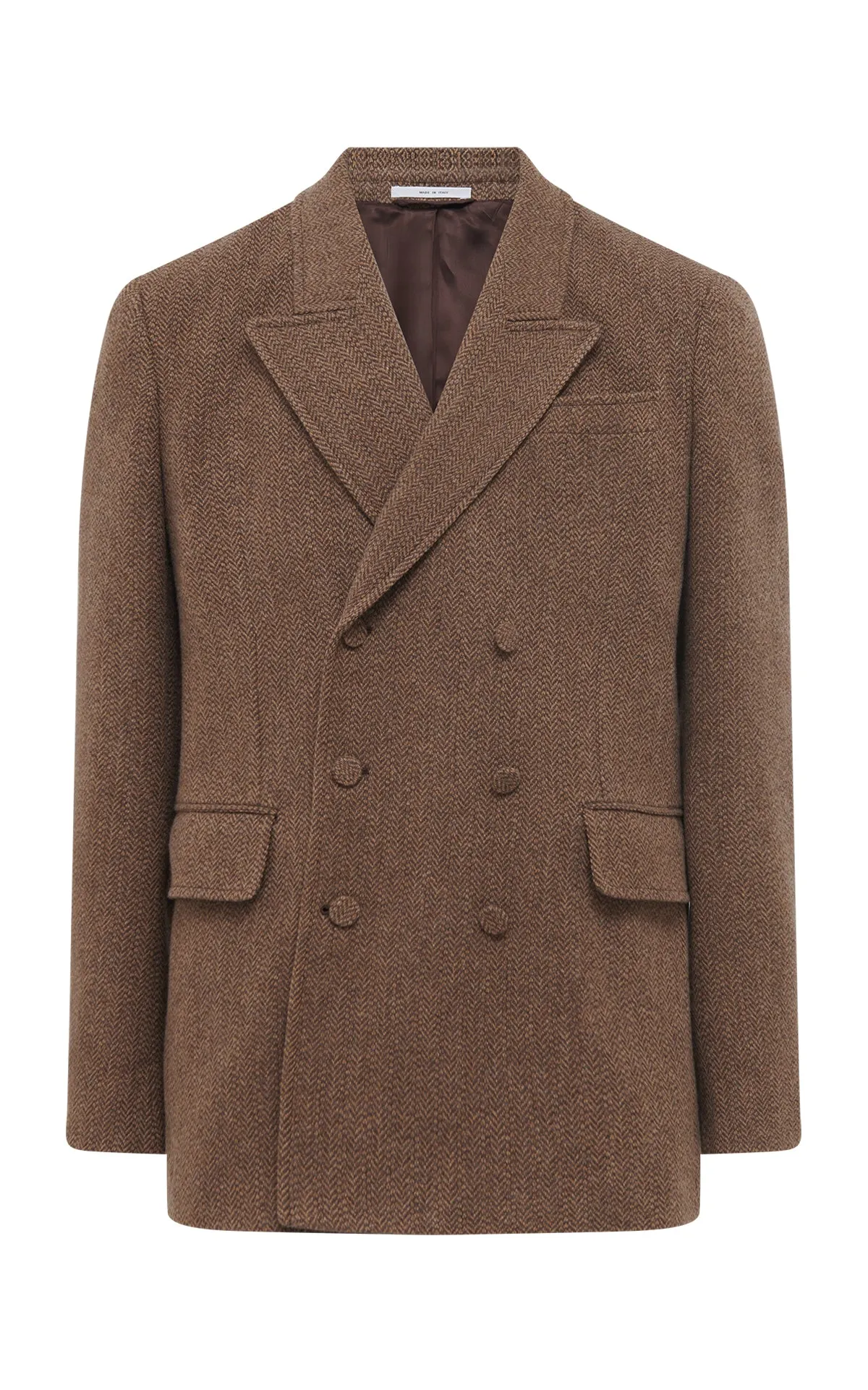 Soft Lined Interior Nico Blazer in Chocolate Multi Virgin Wool Cashmere Herringbone
