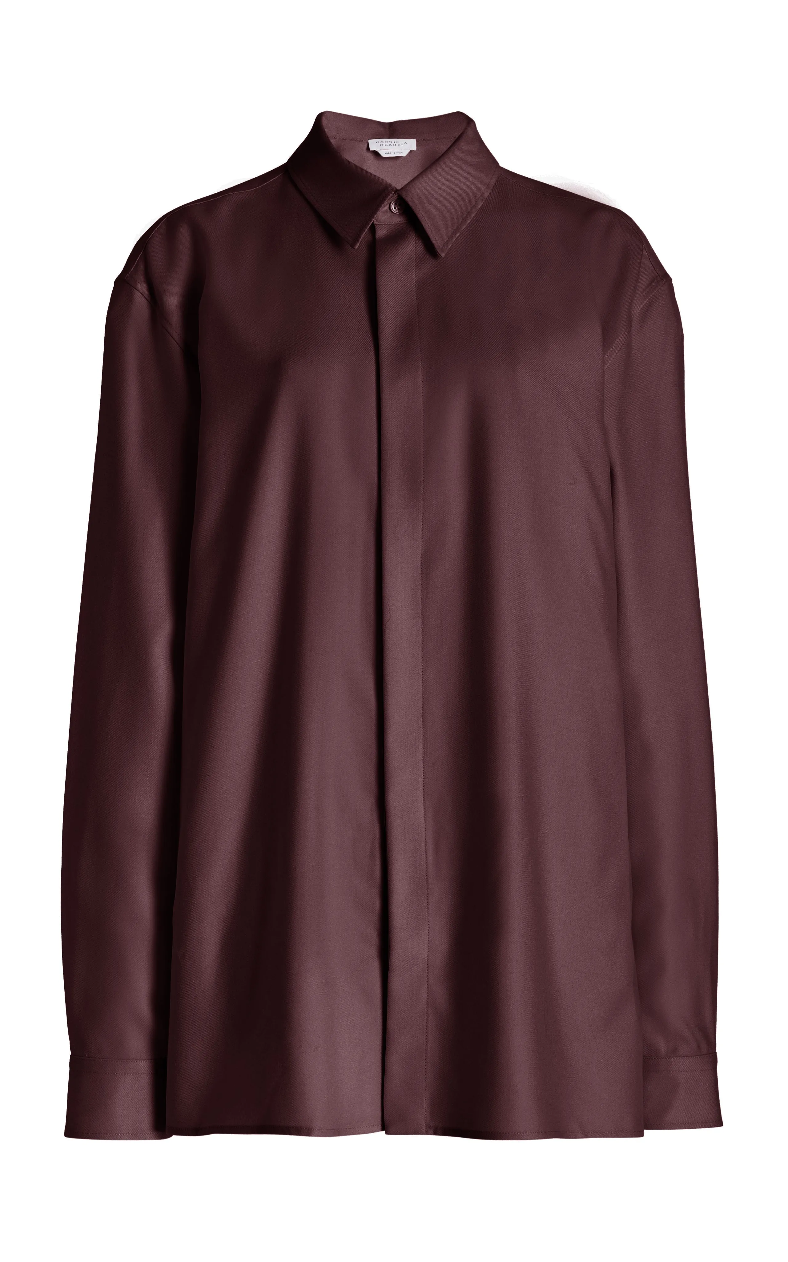 Noise Reduction Fabric Anti Static Finish Nicolas Shirt in Deep Bordeaux Virgin Wool Twill