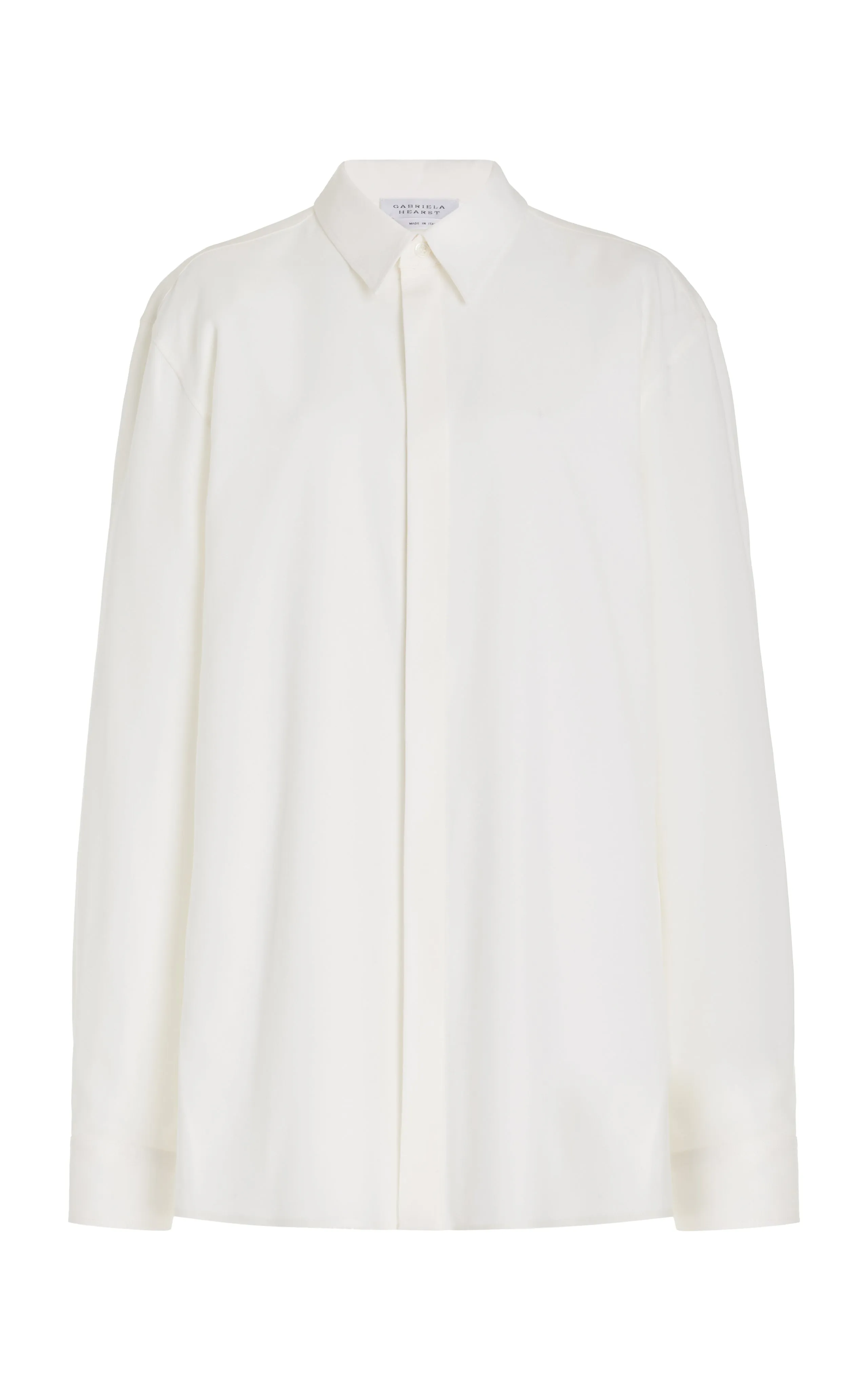 Advanced Thread Tensioning Double Layered Collar Nicolas Shirt in Ivory Silk Wool Cady