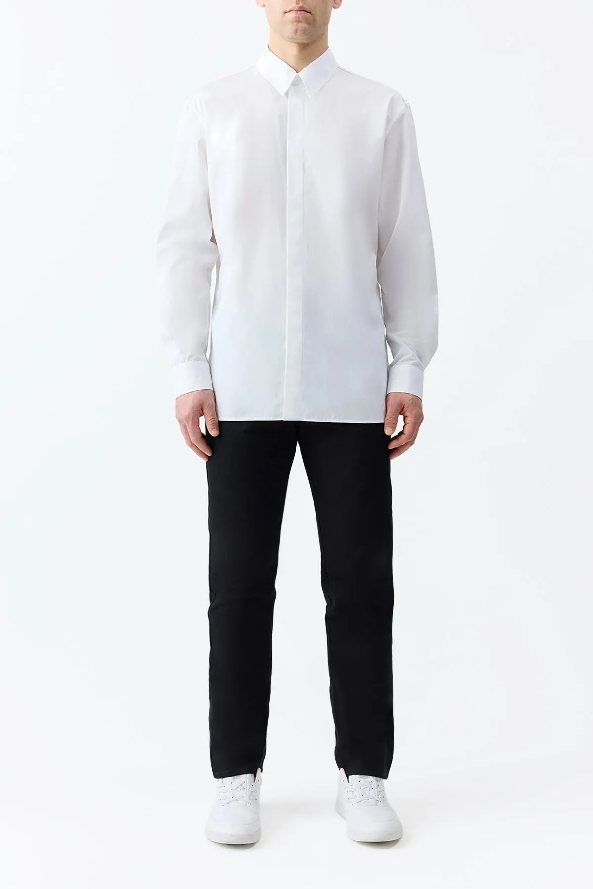Nicolas Shirt in White Sea Island Cotton Anti Pilling Finish