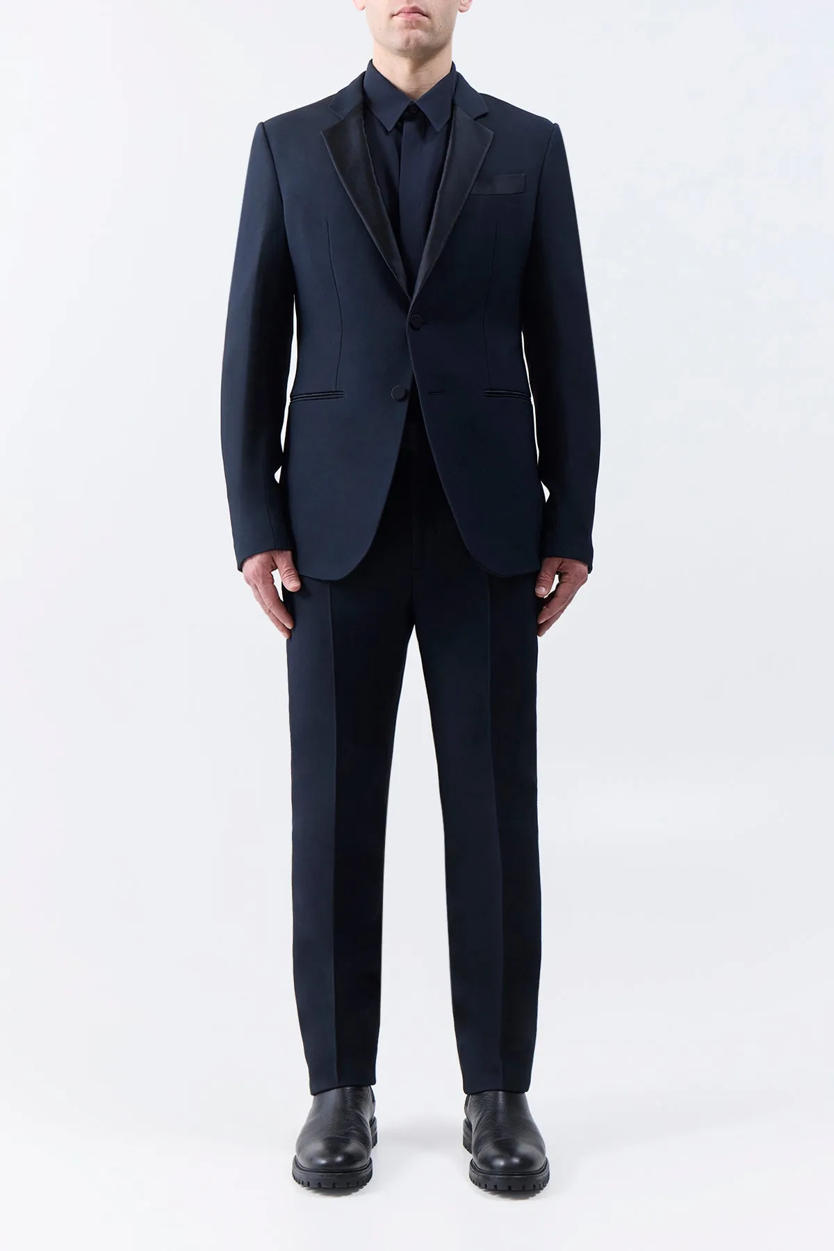 All Weather Performance Water Resistant Nicolson Jacket in Black Wool Silk Cady