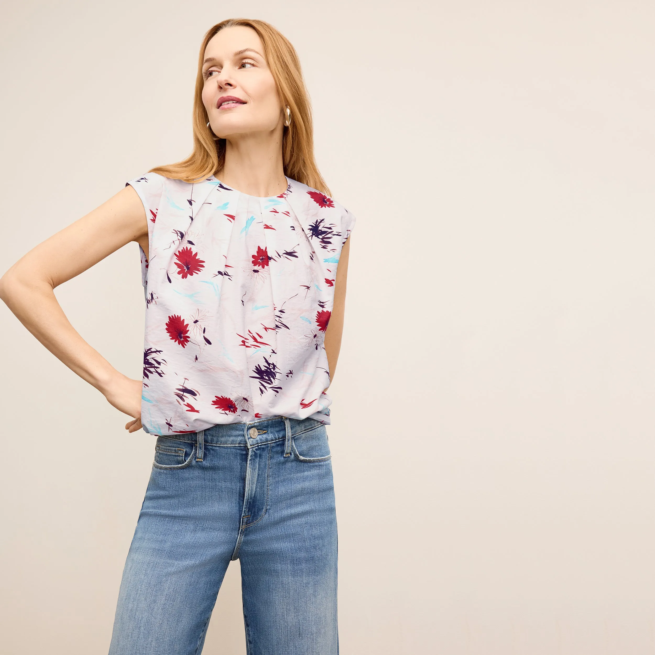 Nika Summer Friday Top - Printed Voile :: Brushed Floral ElasticEdgeBinding Zero Waste Cut Pattern
