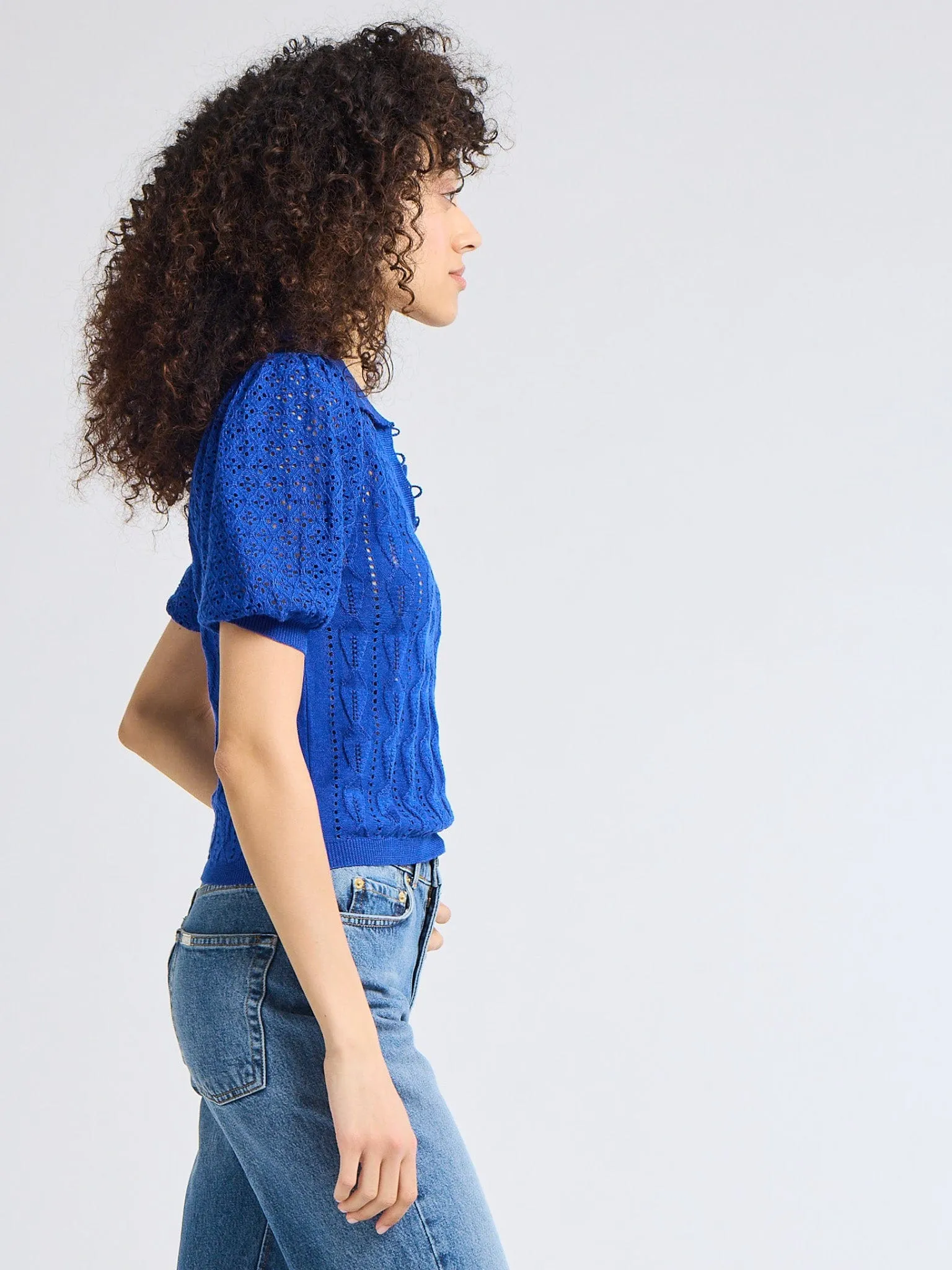 Nina Henley in Cobalt Pocket Reinforcement Sustainable Textile