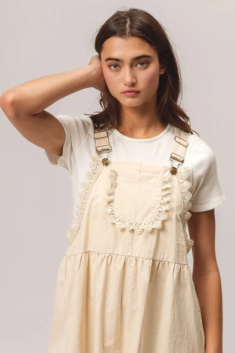 TailoredSilhouette IB1333G-01 | BACK PATCH POCKET LACE SHORTALLS