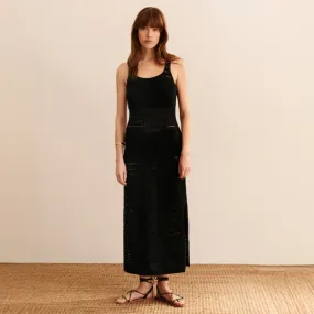 Fina Dress - Crochet Knit :: Black Circular Knit Technique Flatlock Seam Construction