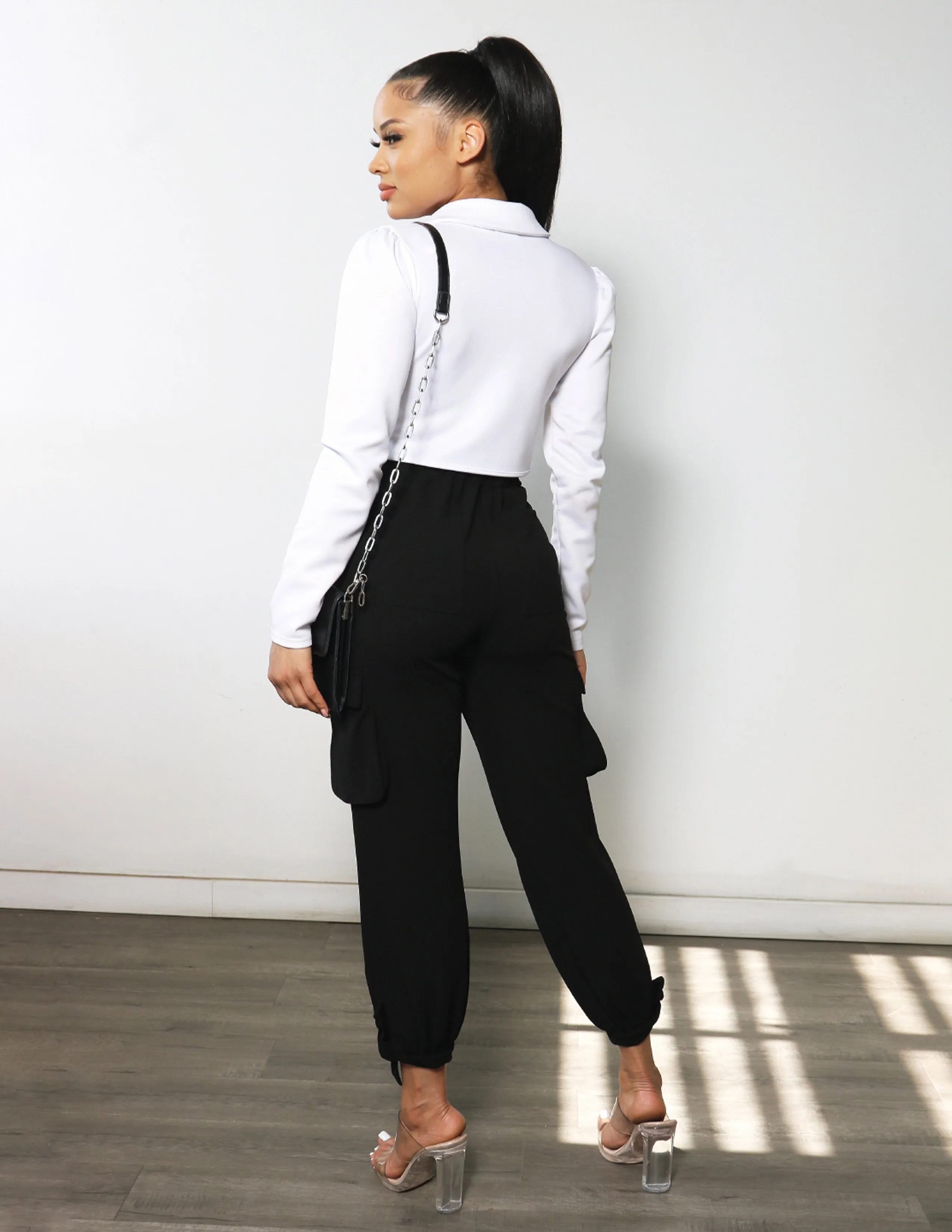 Multi Pocket Design SeamlessConstruction No Problems Knit Crepe Cargo Jogger