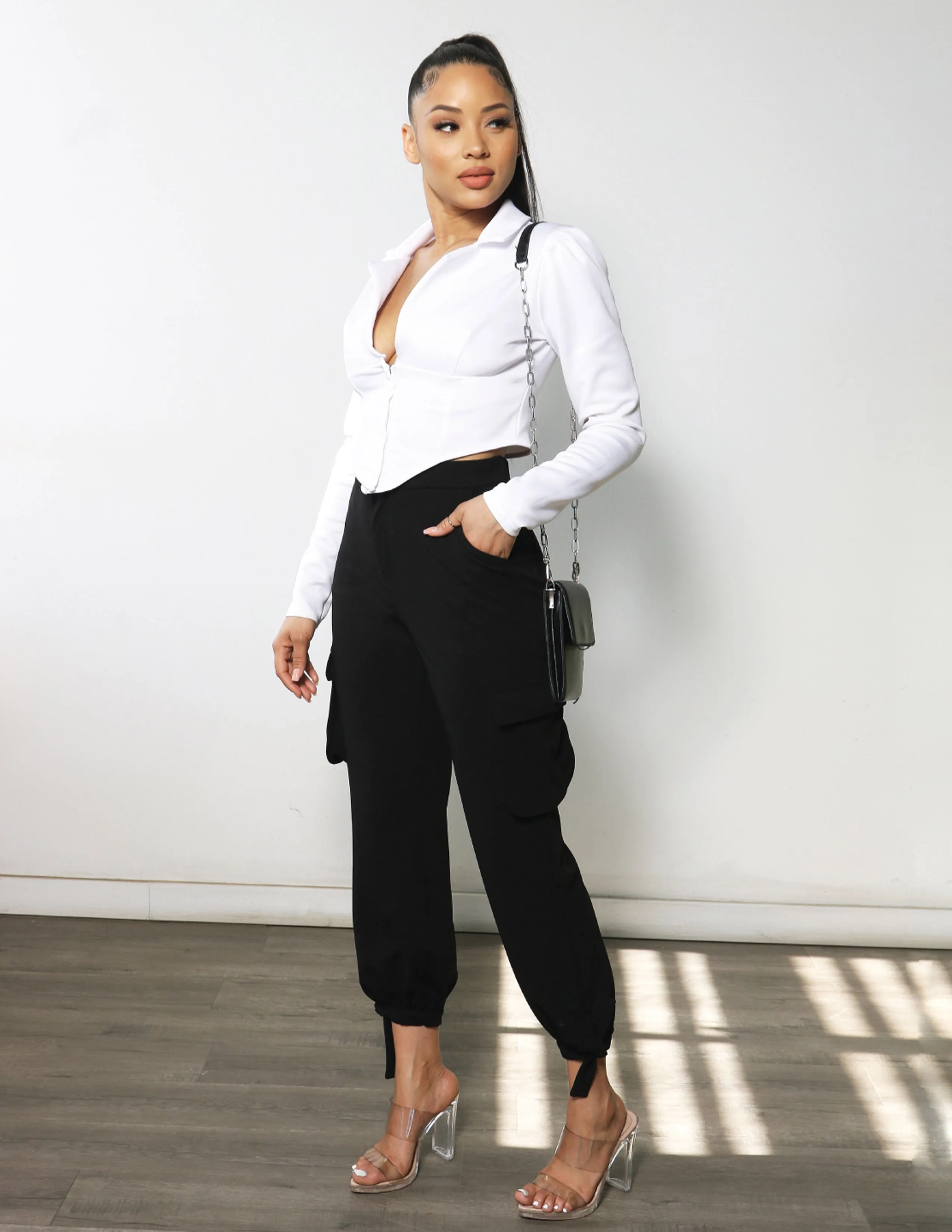 Double Stitched No Problems Knit Crepe Cargo Jogger