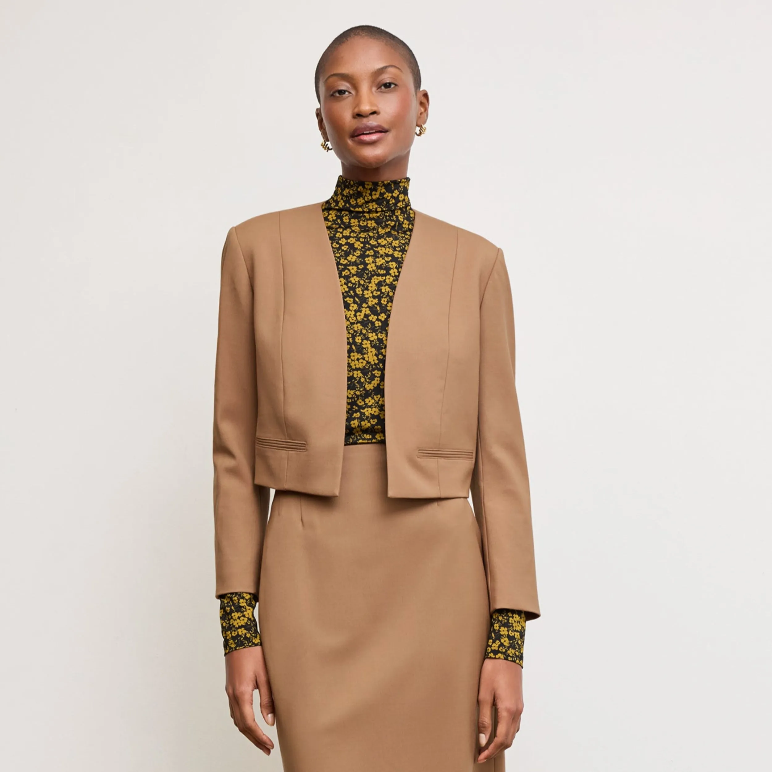 No Snag Zipper Design Neale Jacket - Wool Twill :: Camel LayeredCuff Sun Protection Fabric