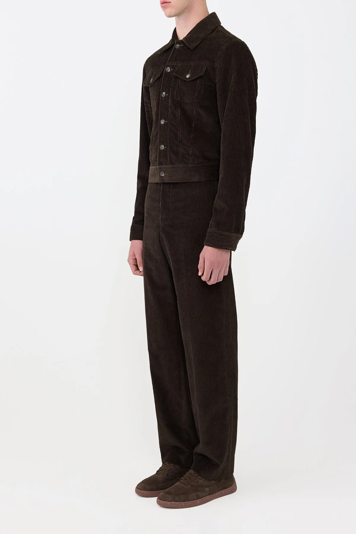 Breathable Underarm Vents Harold Trouser in Chocolate Fine Cashmere Corduroy
